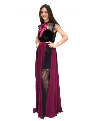Abito Tuwe lungo - Inserti in pizzo - Elegante
