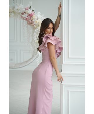 Abito elegante, lungo – Mono spalla - Rosa sporco - Fiora