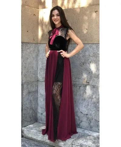 Abito Tuwe lungo - Inserti in pizzo - Elegante
