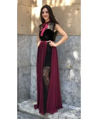 Abito Tuwe lungo - Inserti in pizzo - Elegante
