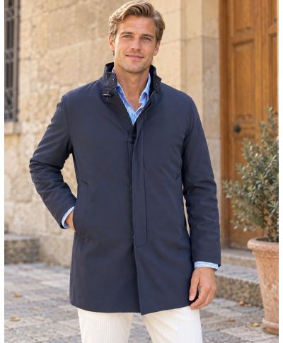 Trench uomo, blu - Alamari al collo - Ultra light - Abbigliamento uomo online - Gogolfun.it