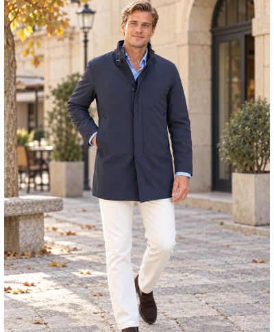 Trench uomo, blu - Alamari al collo - Ultra light - Abbigliamento uomo online - Gogolfun.it