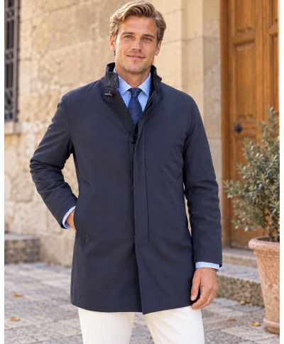Trench uomo, blu - Alamari al collo - Ultra light - Abbigliamento uomo online - Gogolfun.it