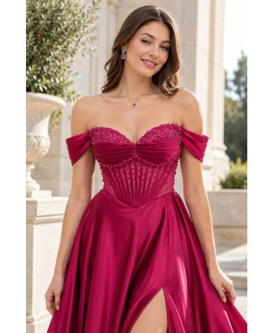 Vestito da cerimonia particolare fuxia,con bustier - Liandra - Abiti da cerimonia donna online - Gigolfun.it