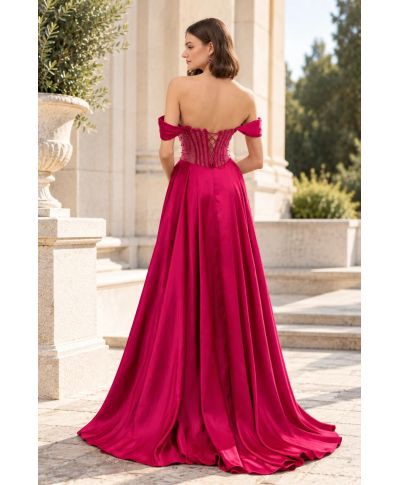 Vestito da cerimonia particolare fuxia,con bustier - Liandra - Abiti da cerimonia donna online - Gigolfun.it