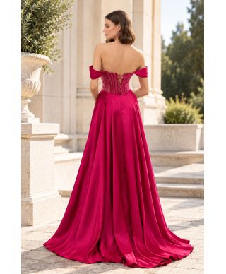 Vestito da cerimonia particolare fuxia,con bustier - Liandra - Abiti da cerimonia donna online - Gigolfun.it