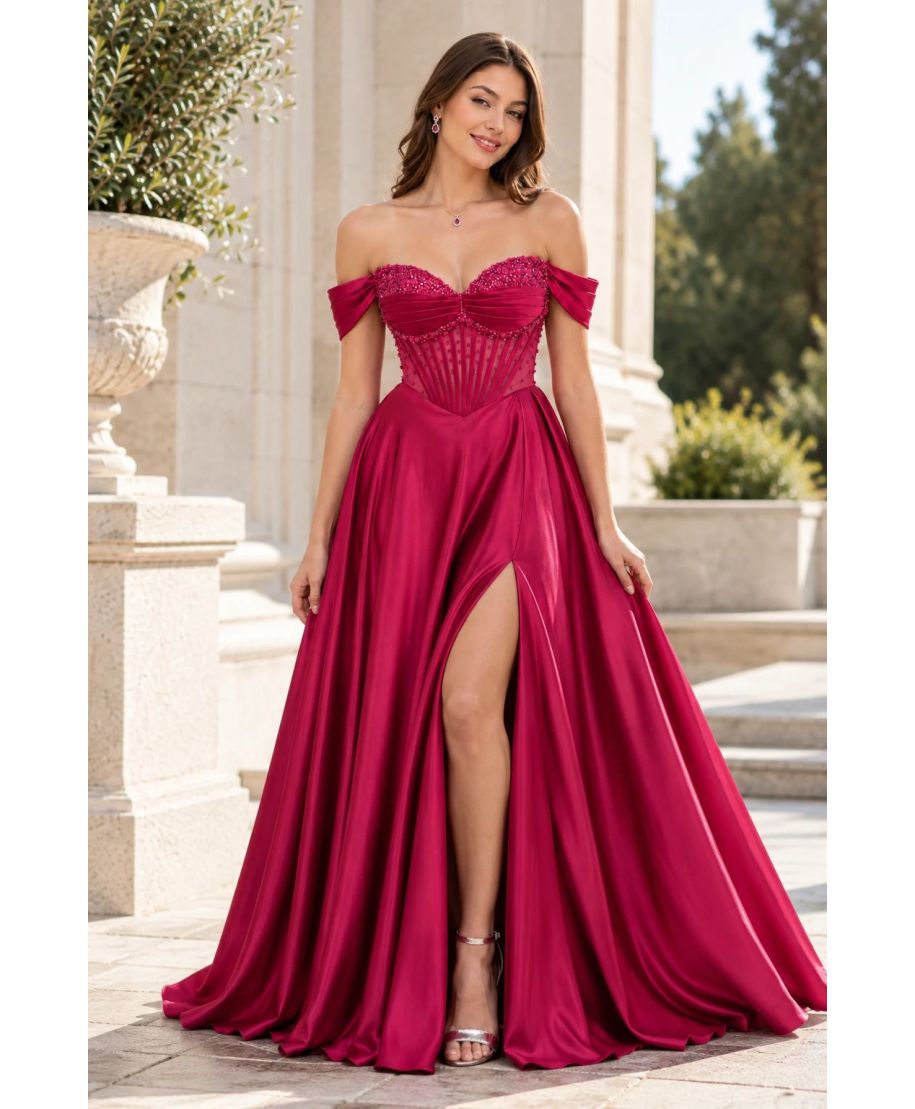 Vestito da cerimonia particolare fuxia,con bustier - Liandra - Abiti da cerimonia donna online - Gigolfun.it
