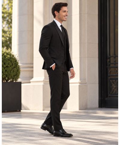 Smoking Uomo nero, con gilet - Modello Vienna