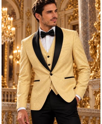 Smoking uomo dorato, con gilet - Gogolfun.it