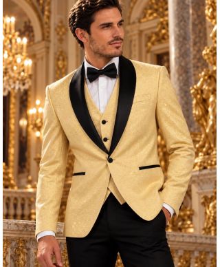 Smoking uomo dorato, con gilet - Gogolfun.it