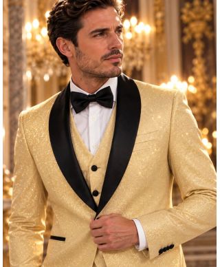 Smoking uomo colore oro - Tuxedo con gilet - Dubai