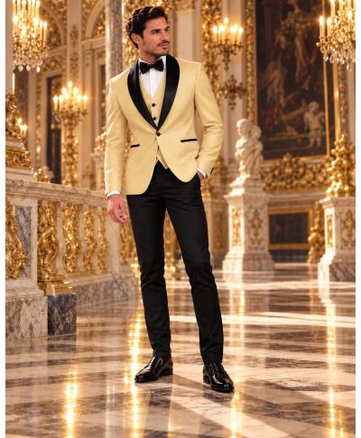 Smoking uomo dorato, con gilet - Gogolfun.it