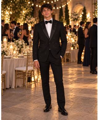 Smoking uomo nero, Strass argento - Modello Parma