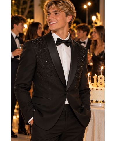 Smoking uomo nero, con strass - Modello Mondello