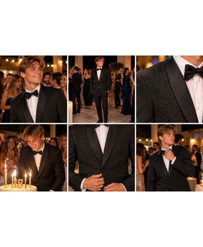 Smoking uomo nero, con strass - Modello Mondello