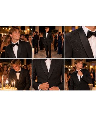 Smoking uomo nero, con strass - Modello Mondello
