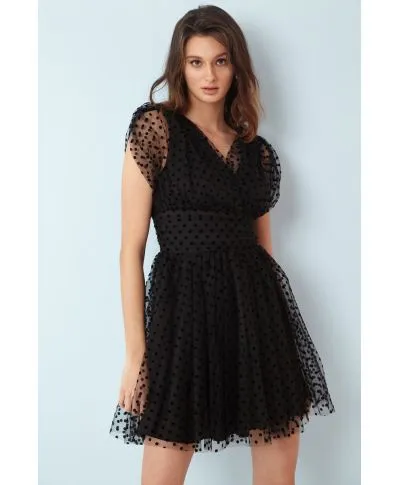 Vestito corto elegante - In tulle - Nero