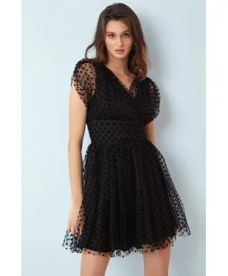 Vestito corto elegante - In tulle - Nero