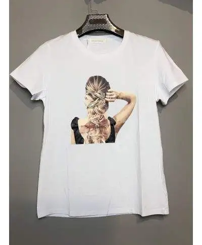 T-shirt donna bianca - Con perline