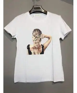 T-shirt donna bianca - Con perline