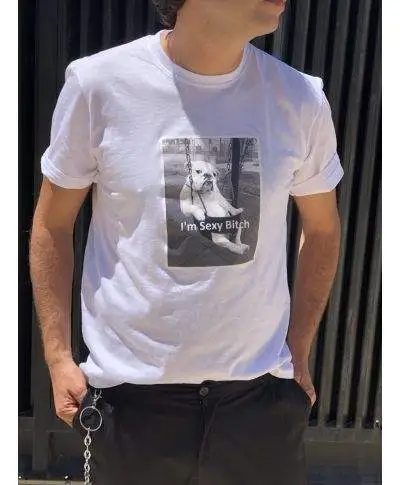 T-shirt uomo, bianca - Stampa divertente