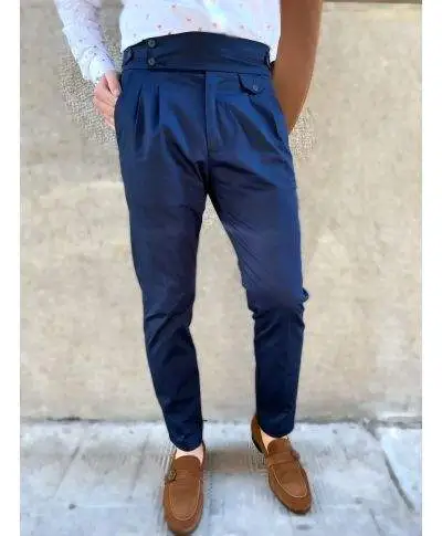 Pantaloni uomo blu, vita alta