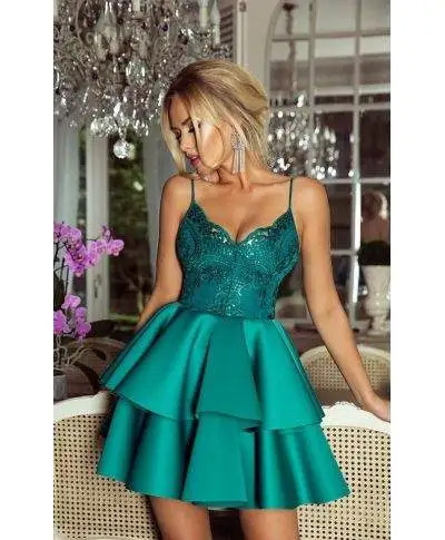 Vestito corto elegante - A palloncino - Verde