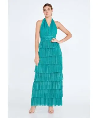 Vestito elegante lungo - Verde - Brillantinato
