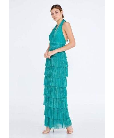 Vestito elegante lungo - Verde - Brillantinato