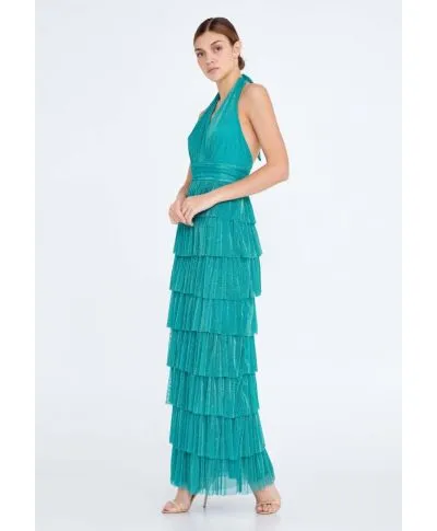 Vestito elegante lungo - Verde - Brillantinato