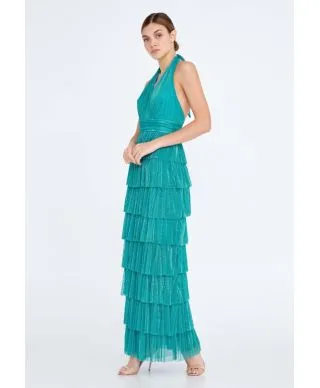 Vestito elegante lungo - Verde - Brillantinato