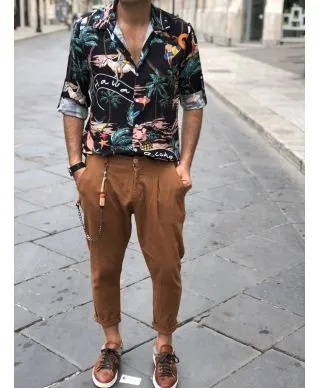 Camicia uomo fantasia - Hawaii - Nera