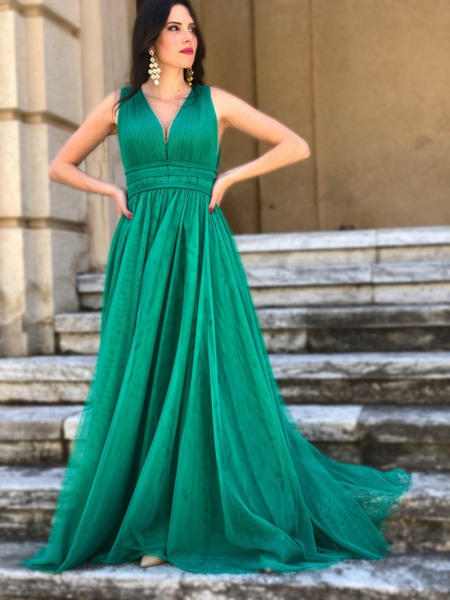 Vestito verde smeraldo - Da cerimonia - Vestiti lunghi eleganti 