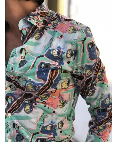 Camicia uomo particolare, verde tiffany - Fantasia estiva