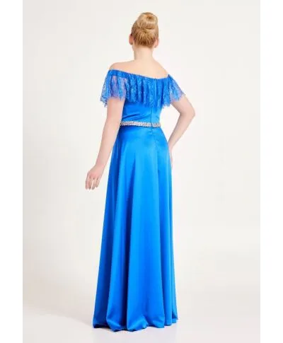 Vestito elegante - Scollo a baca - Blu cobalto