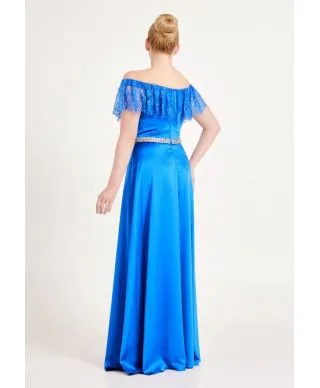 Vestito elegante - Scollo a baca - Blu cobalto