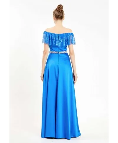 Vestito elegante - Scollo a baca - Blu cobalto