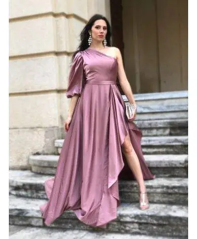 Vestito da cerimonia, rosa cipria - Monospalla