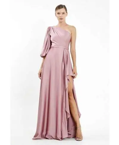 Vestito da cerimonia, rosa cipria - Monospalla