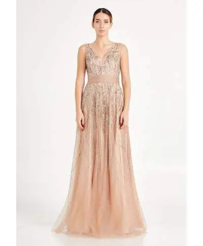 Vestito oro - Oro lungo elegante - Corpetto decorato