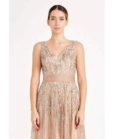 Vestito oro - Oro lungo elegante - Corpetto decorato
