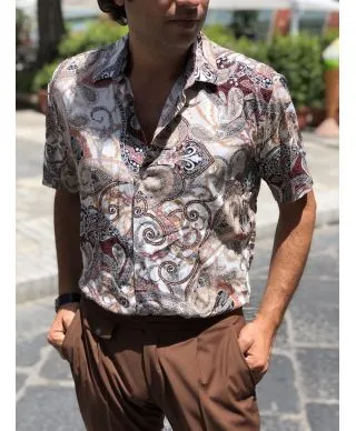 Camicia mezza manica, disegno cachemire