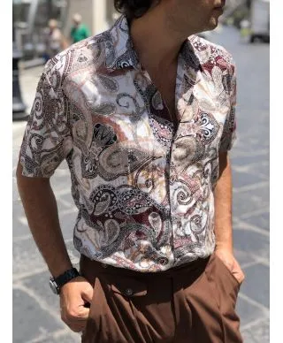 Camicia mezza manica, disegno cachemire
