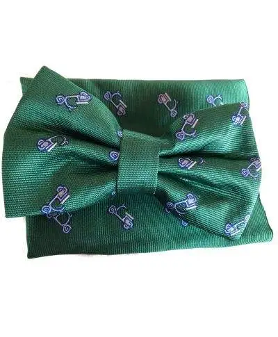Papillon verde con pochette - Papillon Uomo - Pochette con vespa