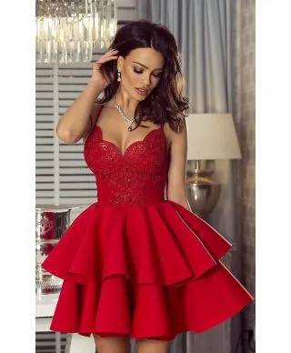 Vestito corto elegante - Rosso - A palloncino