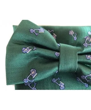 Papillon verde con pochette - Papillon Uomo - Pochette con vespa