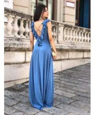 Vestito elegante - Azzurro - Schiena scoperta
