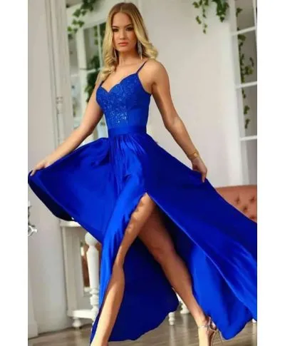 Vestito elegante - Blu cobalto - Con spacco