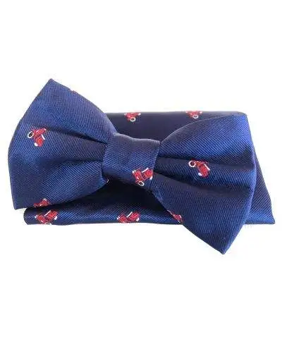 Papillon uomo - Blu - Fantasia vespe rosse - Con pochette