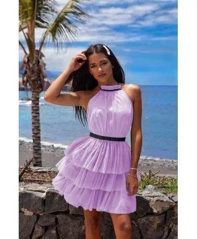 Vestito corto - Elegante - Glicine - In tulle